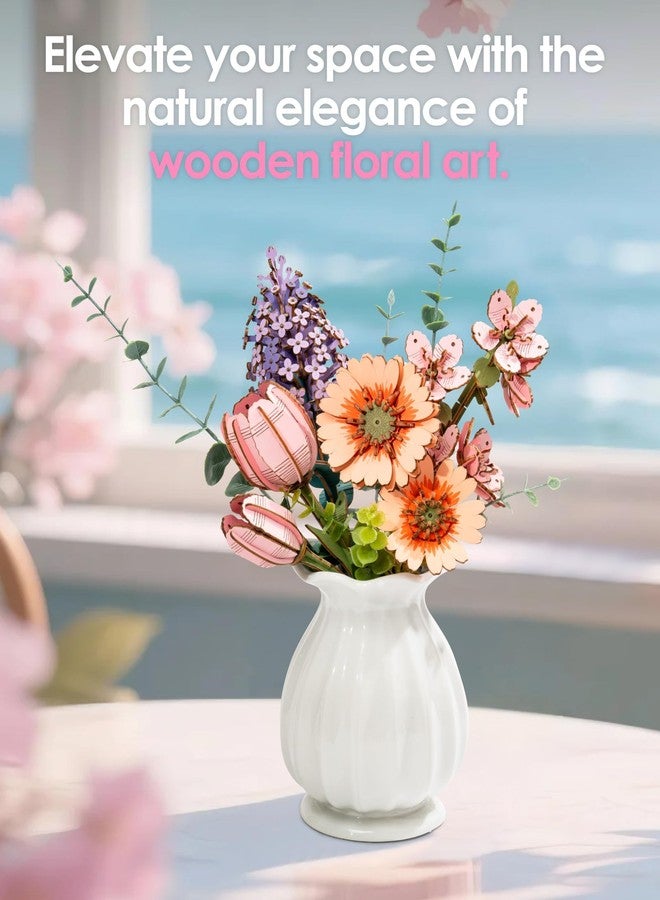 روبوتايم لعبة تركيب ثلاثية الأبعاد من روبوتايم، ساكورا TW101، حرفة يدوية خشبية على شكل زهرة، طقم نموذج زهور اصطناعية للتجميع للكبار، ديكور منزلي ومجموعة هدايا عيد الحب - Image 4